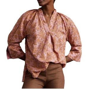 By Anthropologie Popover Top Blouse Appliqué